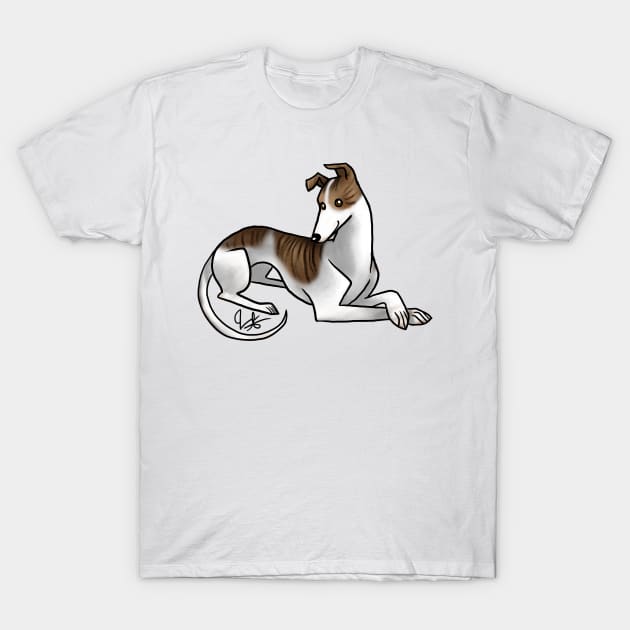 Dog - Greyhound - White and Brindle T-Shirt by Jen's Dogs Custom Gifts and Designs